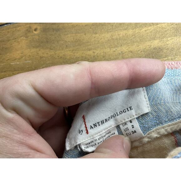 Anthropologie Beachy Wide-Leg Pants Size 2 Linen Blend Striped - Picture 5 of 11